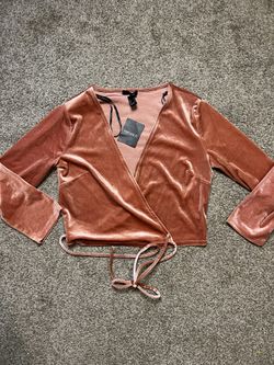 Pink Velvet Wrap Crop top Size Large 