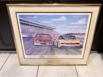 “Pass on the Grass “ artist drawing signed by both Dale Earnhardt Sr and Gary Hill 399/500