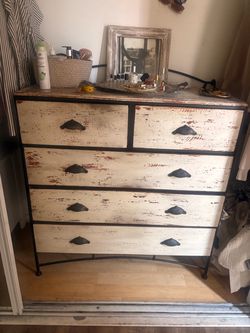 Handmade Solid Wood & Iron Dresser – Distressed European Style