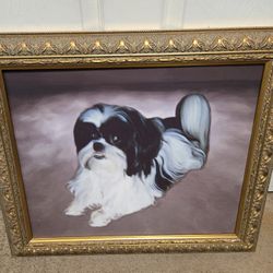 Shih Tzu Original Commissioned Painting Artwork Framed 24x20 dog