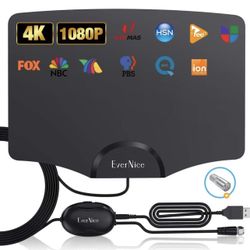 EverNice TV Antenna Indoor, HDTV Digital Antenna Up to 120 Miles with Amplifier Signal Booster,