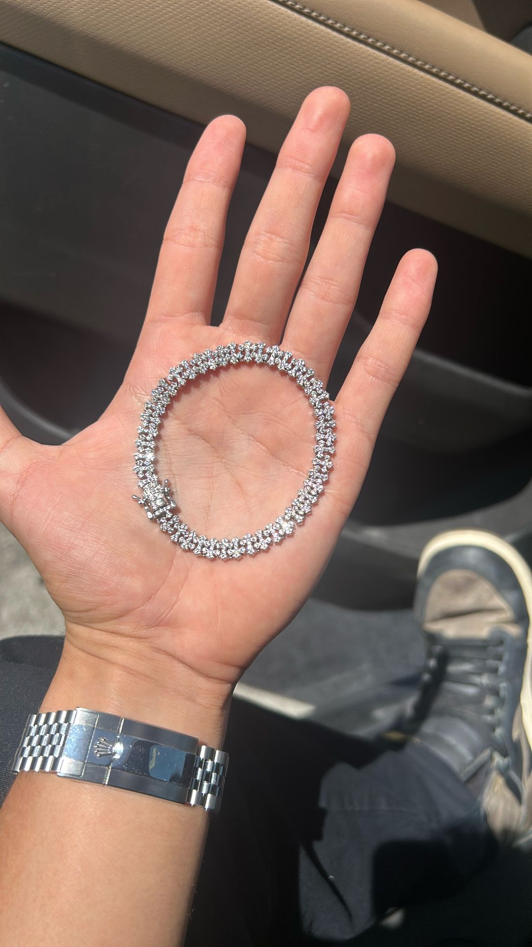 Moissanite Cross Link Bracelet