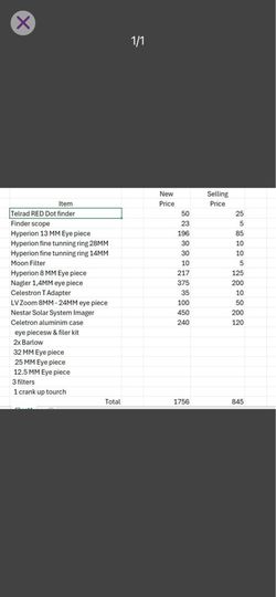 Telescope items celestron