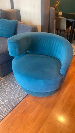 Teal Velvet Round Swivel Accent Chair
