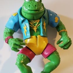 1989 Vintage Mirage Toy:  Frog With Gold Chains. Open Shirt. Figurine 