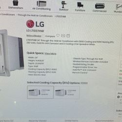 Brand new in box LG heating/cooling through the wall unit