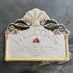Amscan Home “Welcome” Ceramic Wall Plaque Inside or Outside