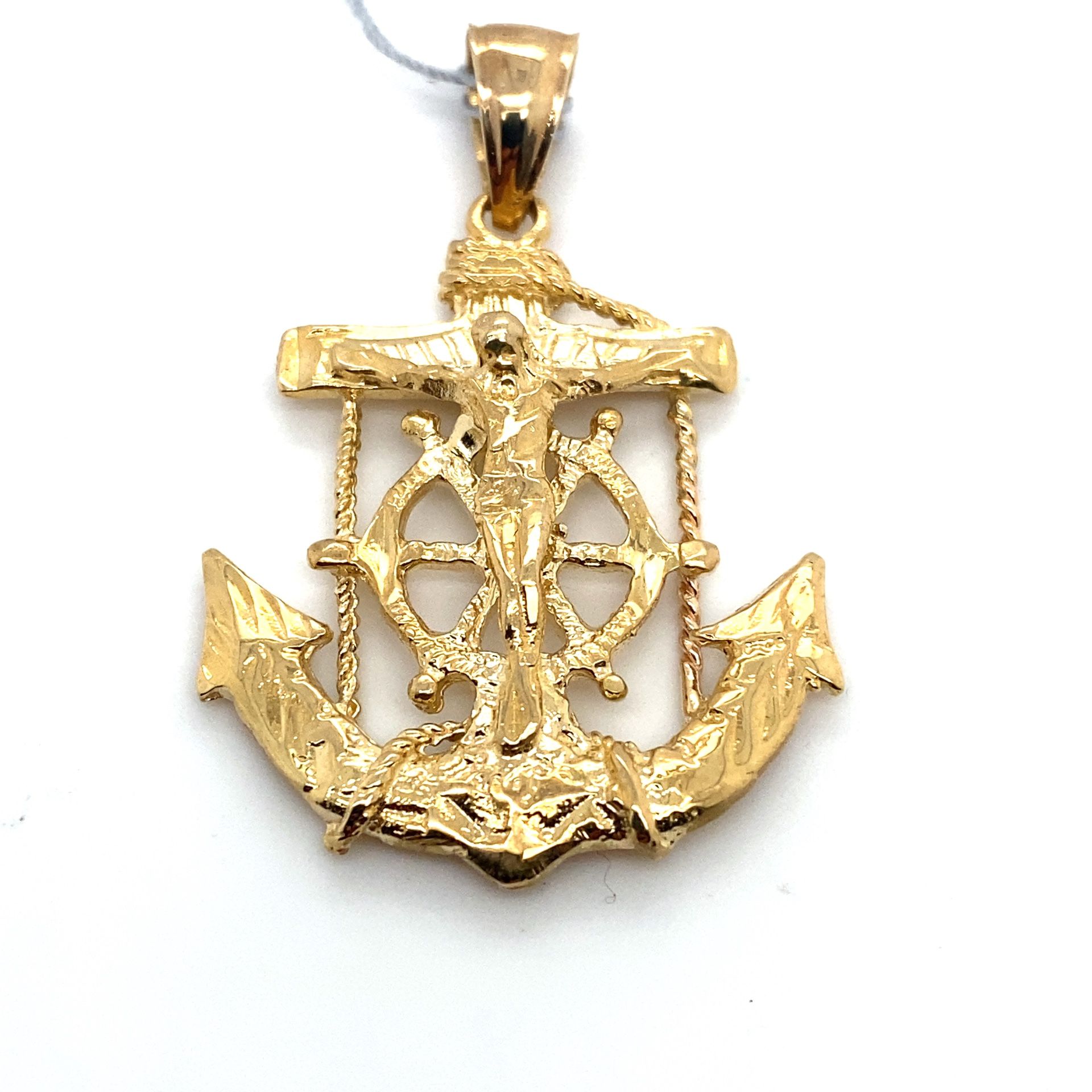 10k Gold Pendant Anchor Cross Jesus 6.8grams 116763 16