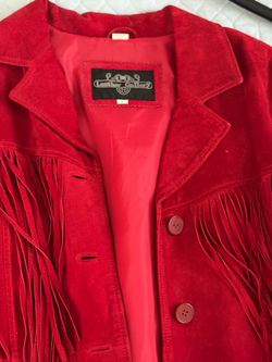 Red Suade Women’s Fringged Jacket