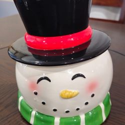 Snowman Ceramic Cookie Jar 11.6 Oz