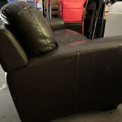 Double Seat Brown Leather Couch 