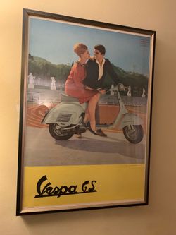 Authentic vintage Vespa travel poster art