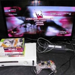 Xbox 360 With Controll And 6 Games