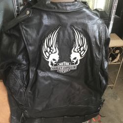 Mens XL Leather Harley Riding Jacket