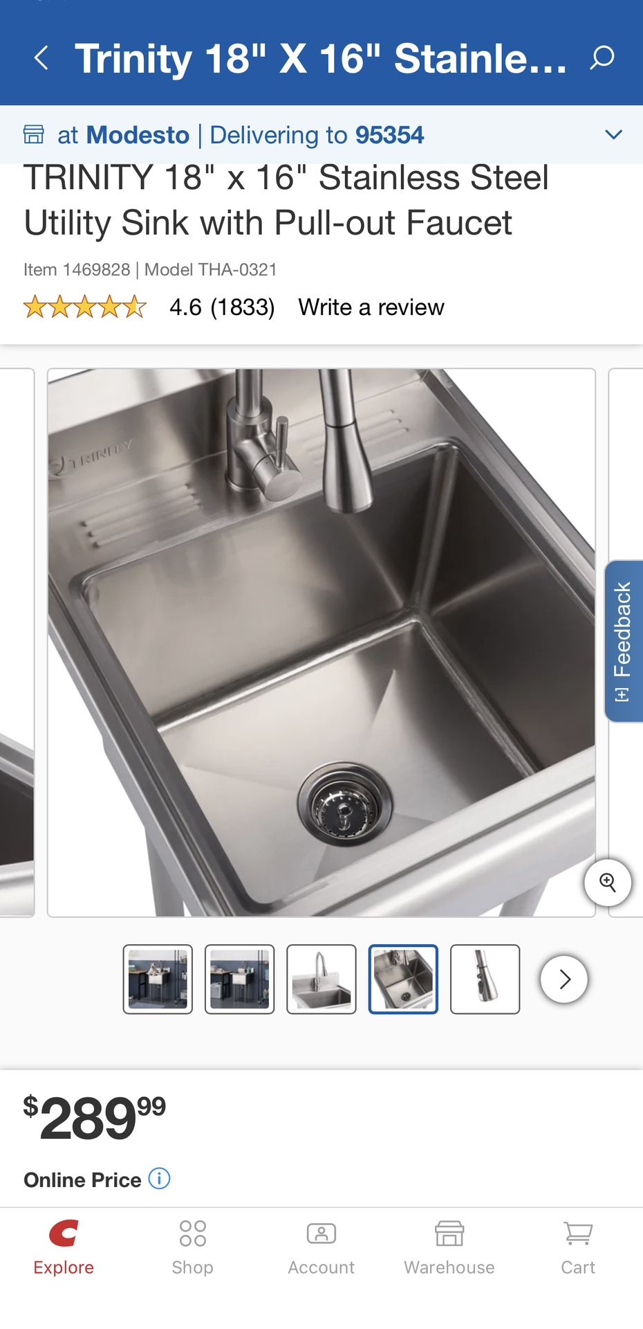 TRINITY 18" x 16" Stainless Steel Sink