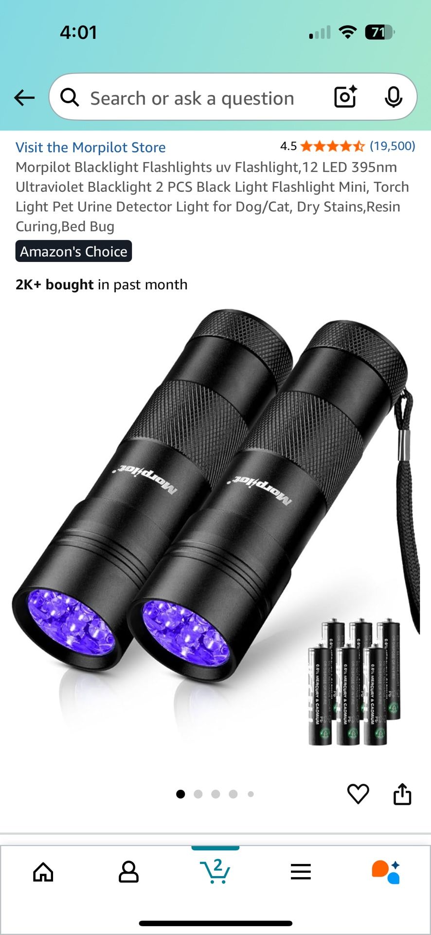 NEW Ultraviolet Blacklight 2 PCS Black Light Flashlight Mini
