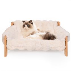 Cat Sofa Bed, Soft Plush Pet Couch with Removable Washable Cover, Non‑Slip Bolster Cat Lounge Bed f