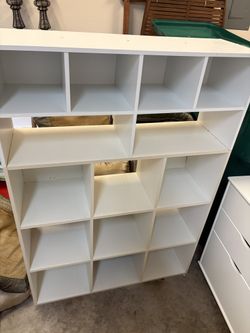 WHITE WOOD SHELVING UNIT - 3 PIECE or COMBINED