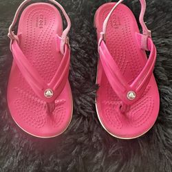 Crocs Girls Flip Flops Sandals Hot Pink Size 12