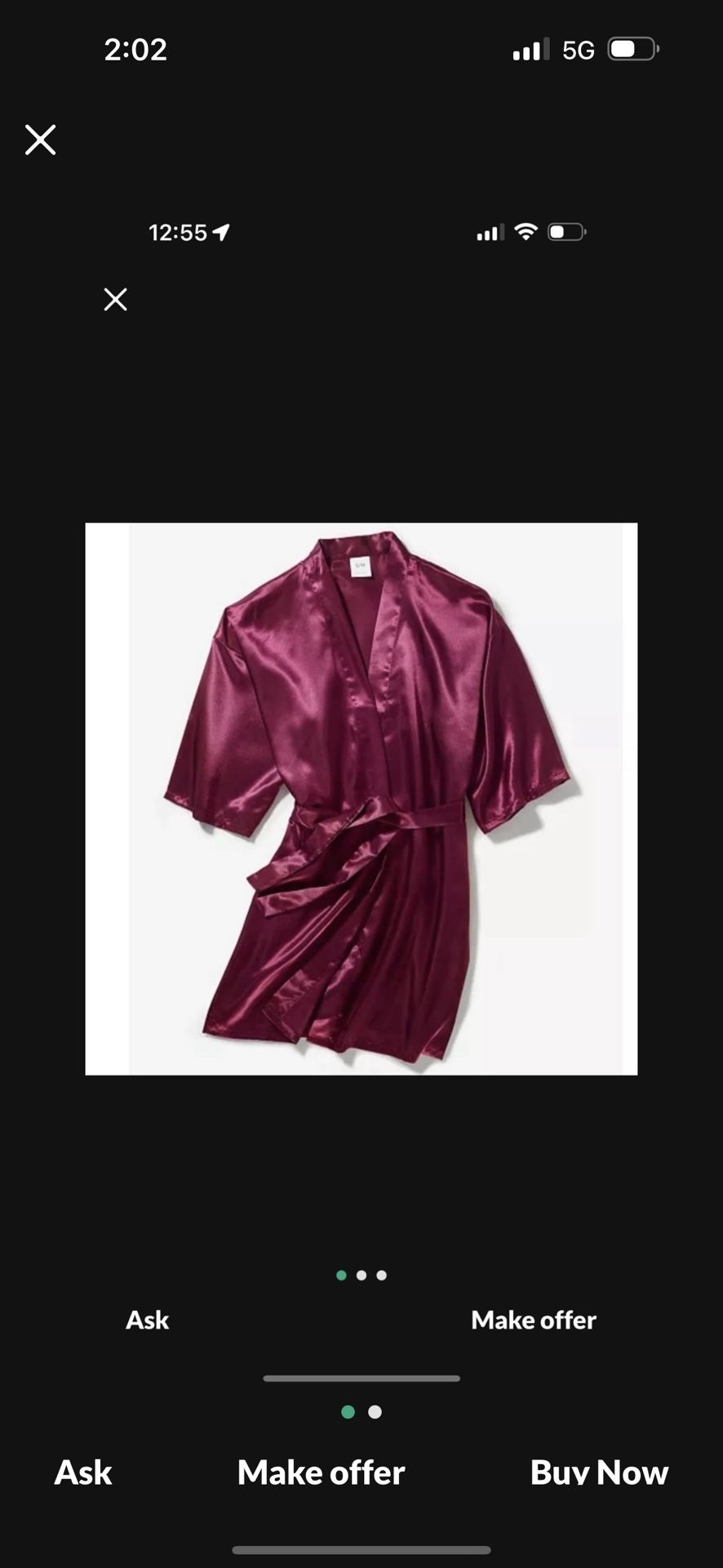 Macys new in a box women's satin robe in plum color size M