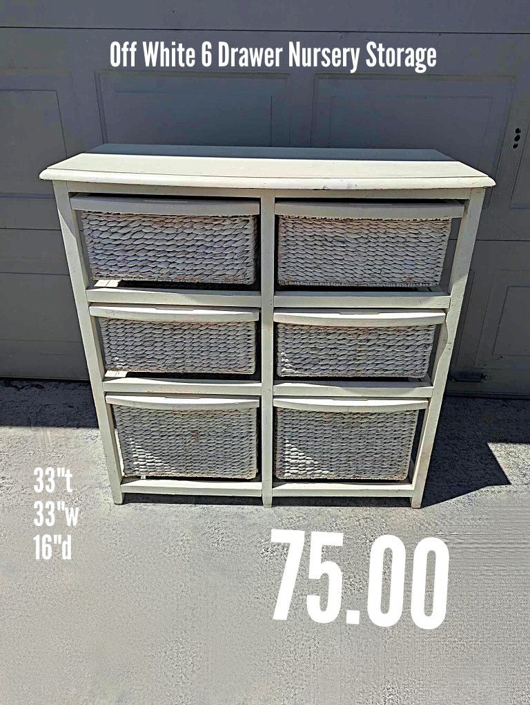 6 Drawer Nursery Or Laundry Room Storage Dresser