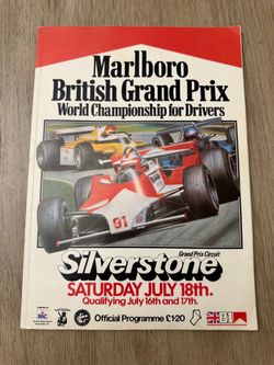 Vintage Marlboro British Grand Prix Formula One at Silverstone Official Program
