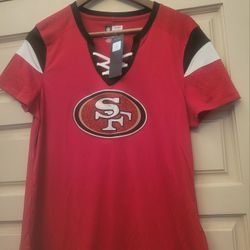 Brand New Ladies San Francisco 49ers Lace Up Glitter Top