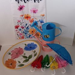 9 piece lot "Spring flowers" party decor for birthday or baby shower $15 FIRM for ALL!