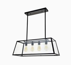 Black Industrial Kitchen Island Fixture Light- Modern Linear Chandelier  Dining Room for Living Room Foyer Bar Coffee Shop
