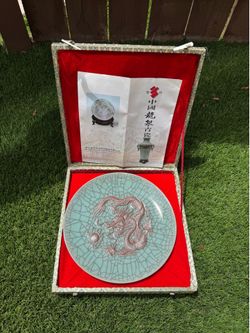 Longquan Celadon Dragon Plate with Presentation Box