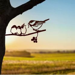 New Garden Metal Art Birds Family 