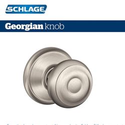 Schlage Merano Lever with Greenwich Trim Hall and Closet Lock in Satin Nickel