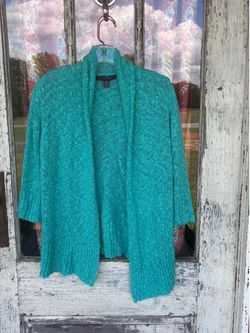 Fever Size Medium Turquoise Textured 3/4 Sleeve Cardigan