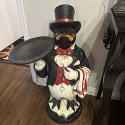 Penguin Butler 3ft Display Statue Holding Tray