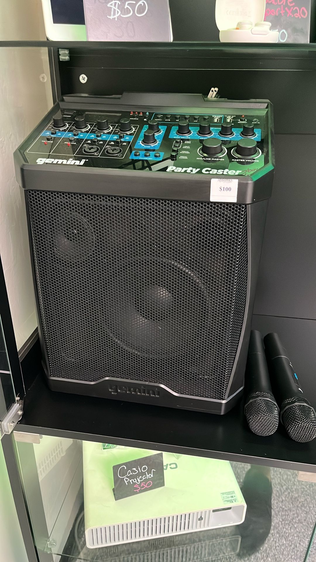 Gemini Party Caster Karaoke Combo W/ Mics