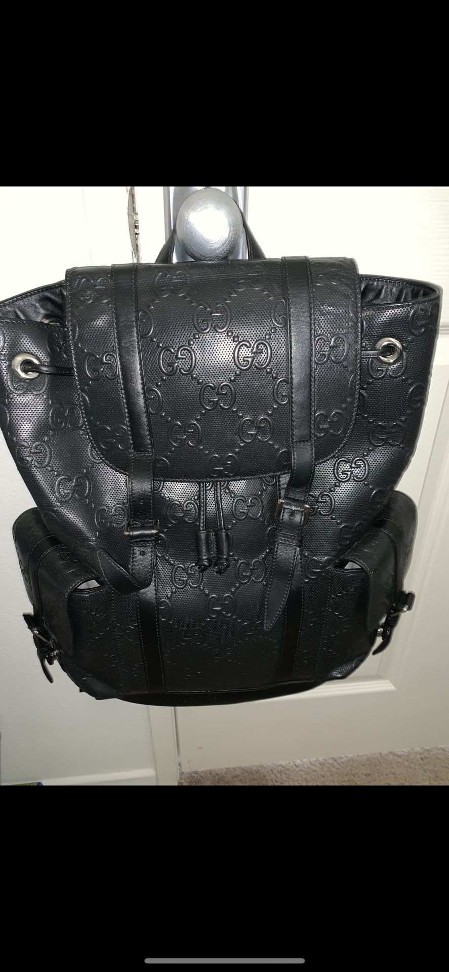 Men’s 100% Authentic Black Leather Gucci Backpack