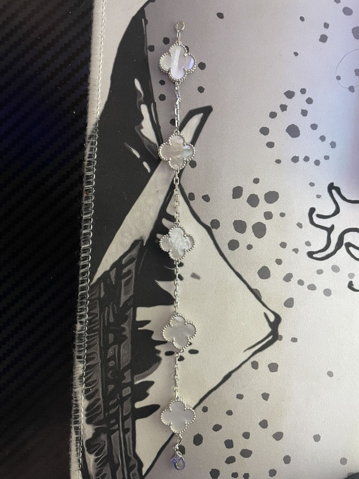 Van Cleef and Arpels Alhambra 18k white gold and mother of pearl bracelet