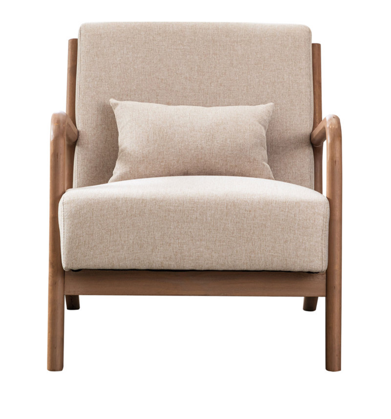 "Hertford 26"" Wide Mid Century Upholstered Solid Wood Accent Chair with an Extra Pillow"