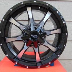 4 New 20X9 Moto Metal Black with a Machined Face Rims *+12MM Offset* *6LUG* *FORD* *CHEVY*TOYOTA*