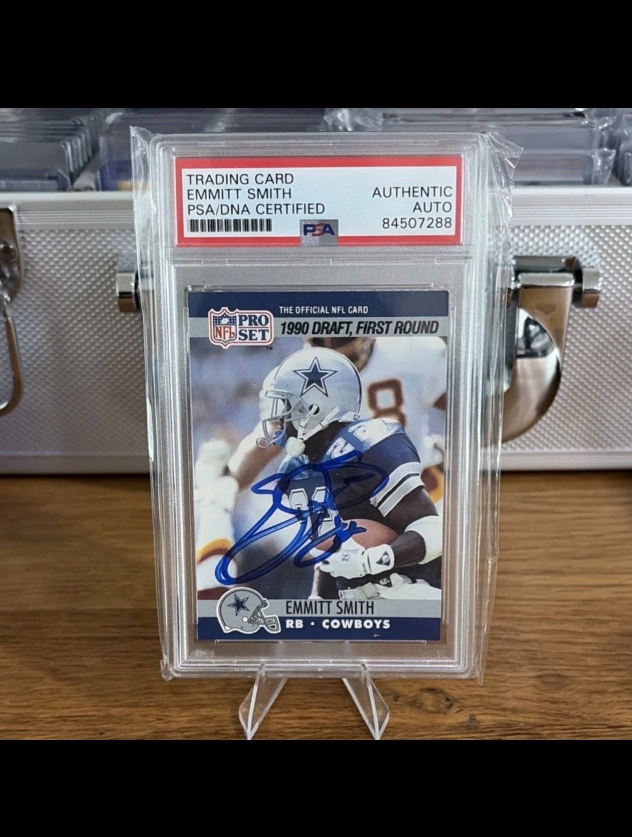 1990 Pro Set Emmitt Smith Draft Rc On Card Auto #685 Psa Authentic Autograph