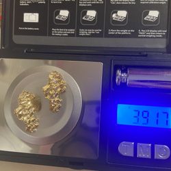 Gold Nugget Earrings 10K 3.9 Grams 