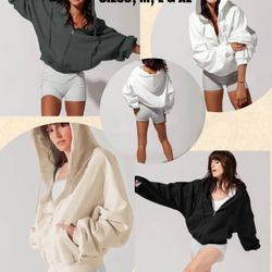 2024 Full Fashion Women Long Sleeve Sweatshirts Hoodies Zip With Pockets