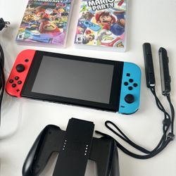 Nintendo Switch With Neon Blue and Neon Red Joy-Con