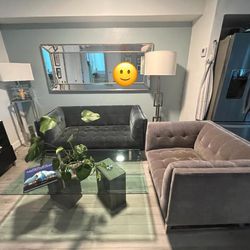 Modern Grey And Blue Couch