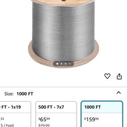 VEVOR 1/8" Stainless Steel Cable 1000FT, T316 1x19 Tighter Core Cable Railing System Wire Rope Aircraft Deck Railing Kit Fence Wire $100