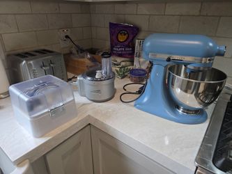 KitchenAid Artisan Series 5 Qt. Tilt Head Stand Mixer, Blue Velvet w/ KitchenAid Food Processor Attachment