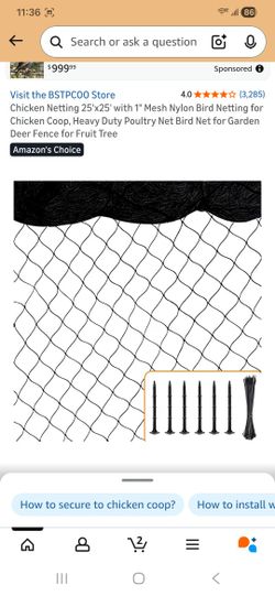 Chicken Netting 25'x25' with 1" Mesh Nylon Bird Netting for Chicken Coop, Heavy Duty Poultry Net Bird Net for Garden Deer Fence for Fruit Tree