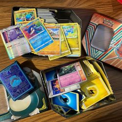 Pokémon TCG Card Bulk Lot Mixed Assorted Cards All Authentic 2000s, Energy, Pokémon & Trainers, With Tin Boxes 