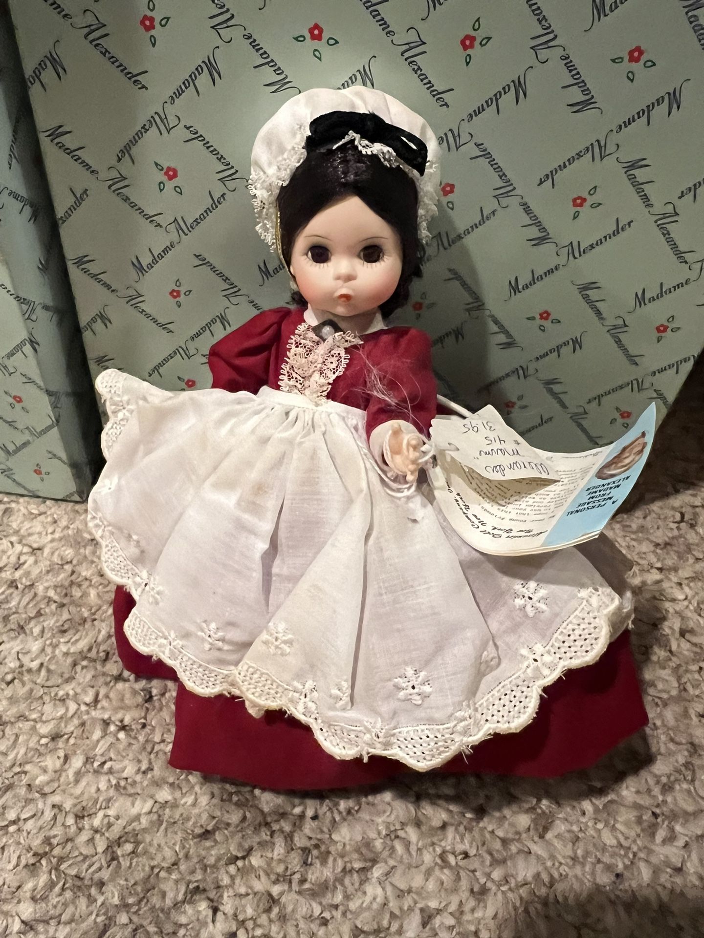 New Madame Alexander Marmee Storyland 8” doll in burgundy dress NOT IN BOX