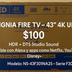 **🖥️ Insignia Fire TV – 43” 4K UHD**  
